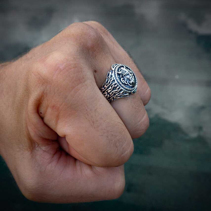 Odin Head Totem Tribal Celtic Knot Ring