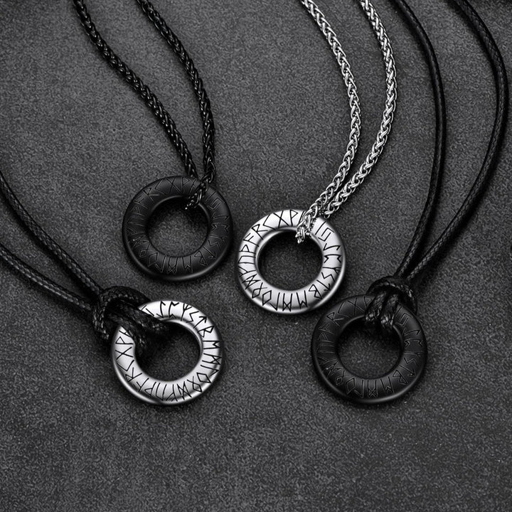 Norse Viking Rune Circle Chain Necklace for Men Women