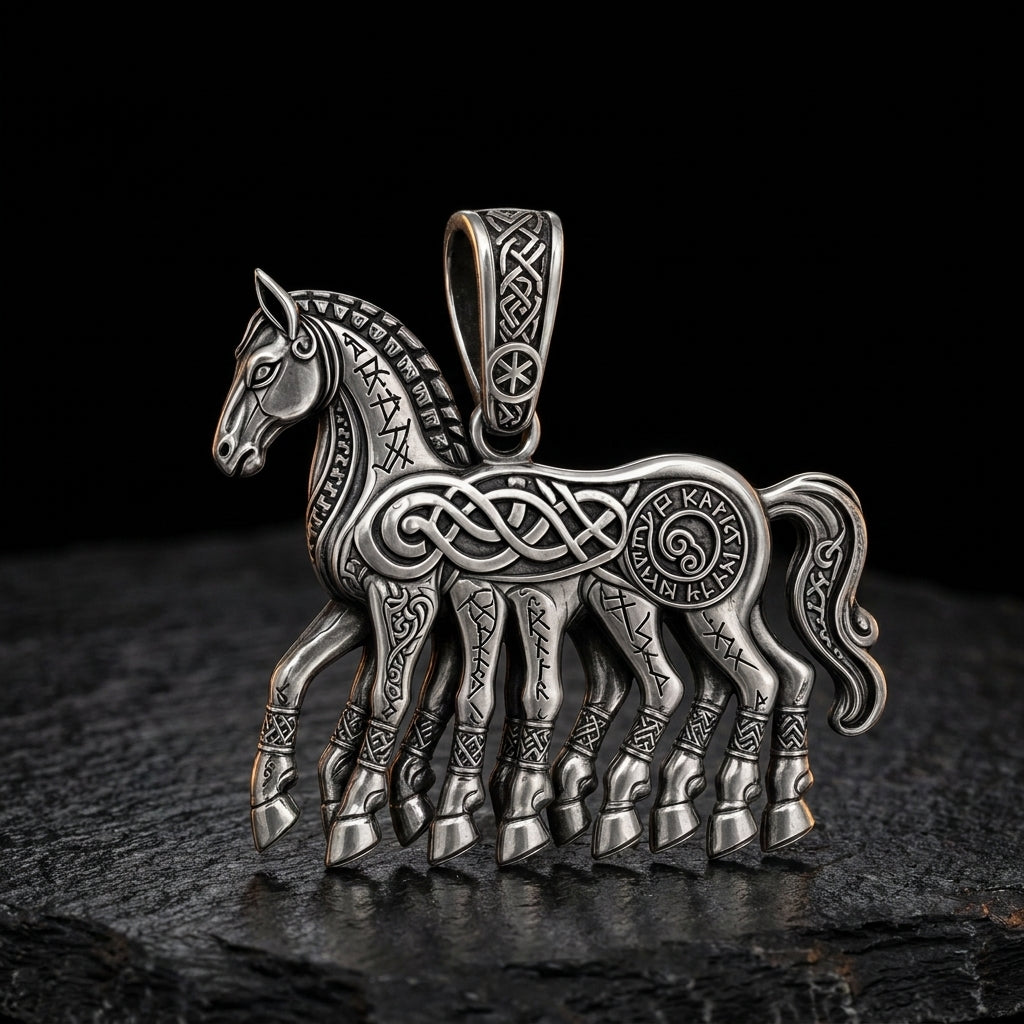 Viking Sleipnir Eight-Legged Horse Pendant Necklace — feature
