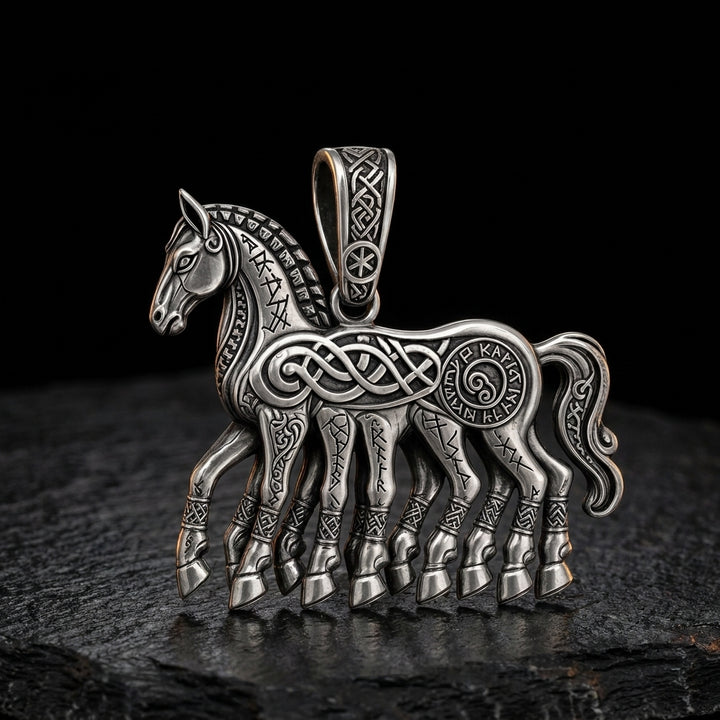 Viking Sleipnir Eight-Legged Horse Pendant Necklace — feature
