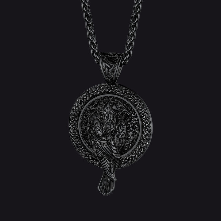 Viking Odin's Raven Pendant Necklace for Men