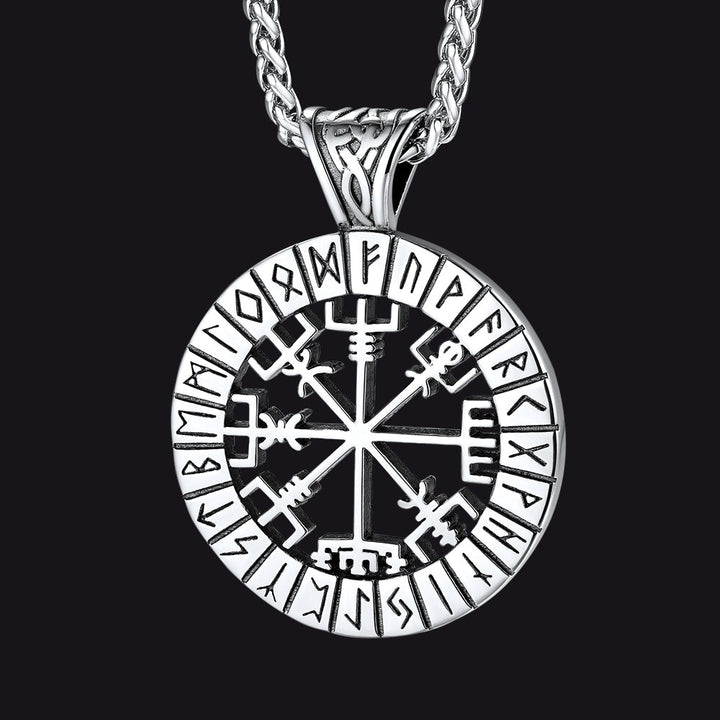 Viking Runes Vegvisir Compass Necklace Pendant For Men