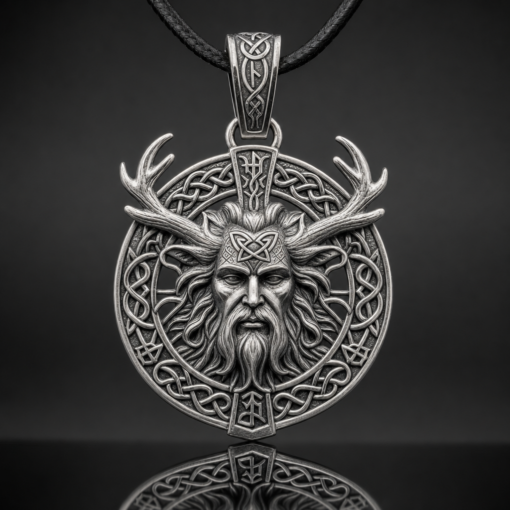 Celtic Cernunnos Horned God Pendant Necklace for Men