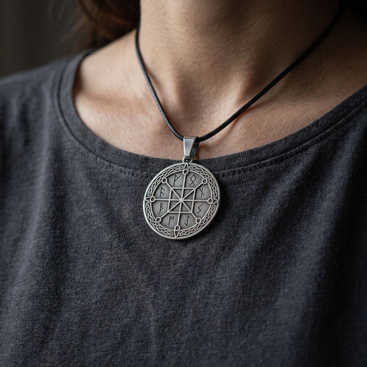Web of Wyrd Norns Pendant Necklace — worn