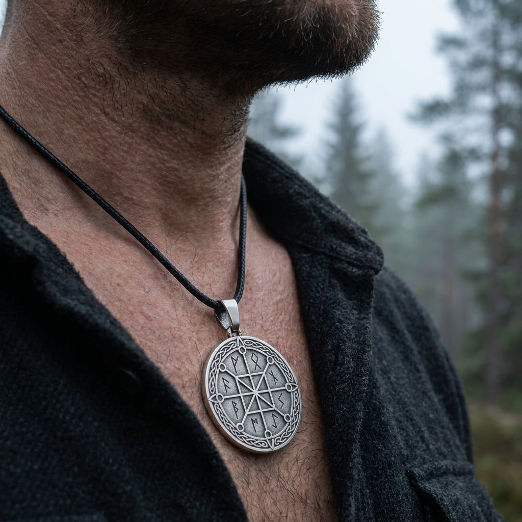 Web of Wyrd Norns Pendant Necklace — worn