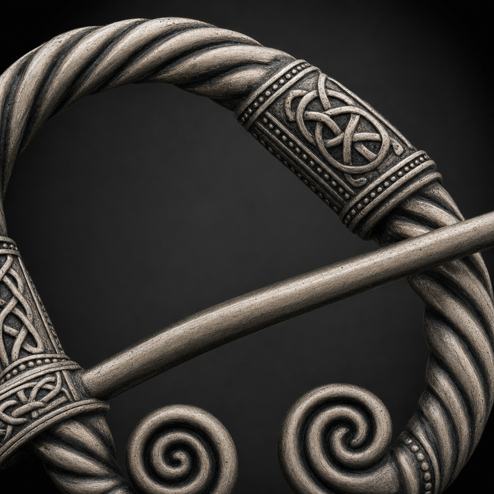 Viking Twisted-Wire Penannular Brooch for Men — detail