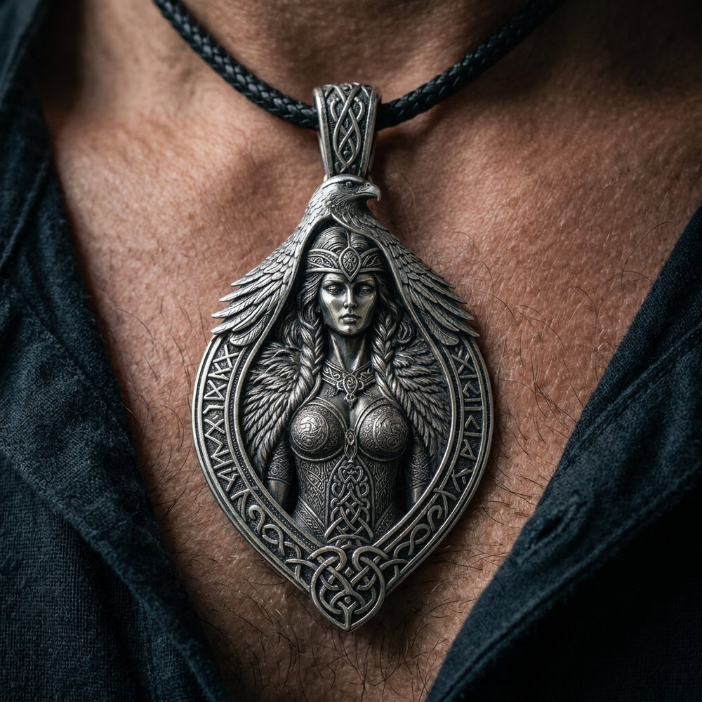 Norse Goddess Freya Pendant Necklace — worn