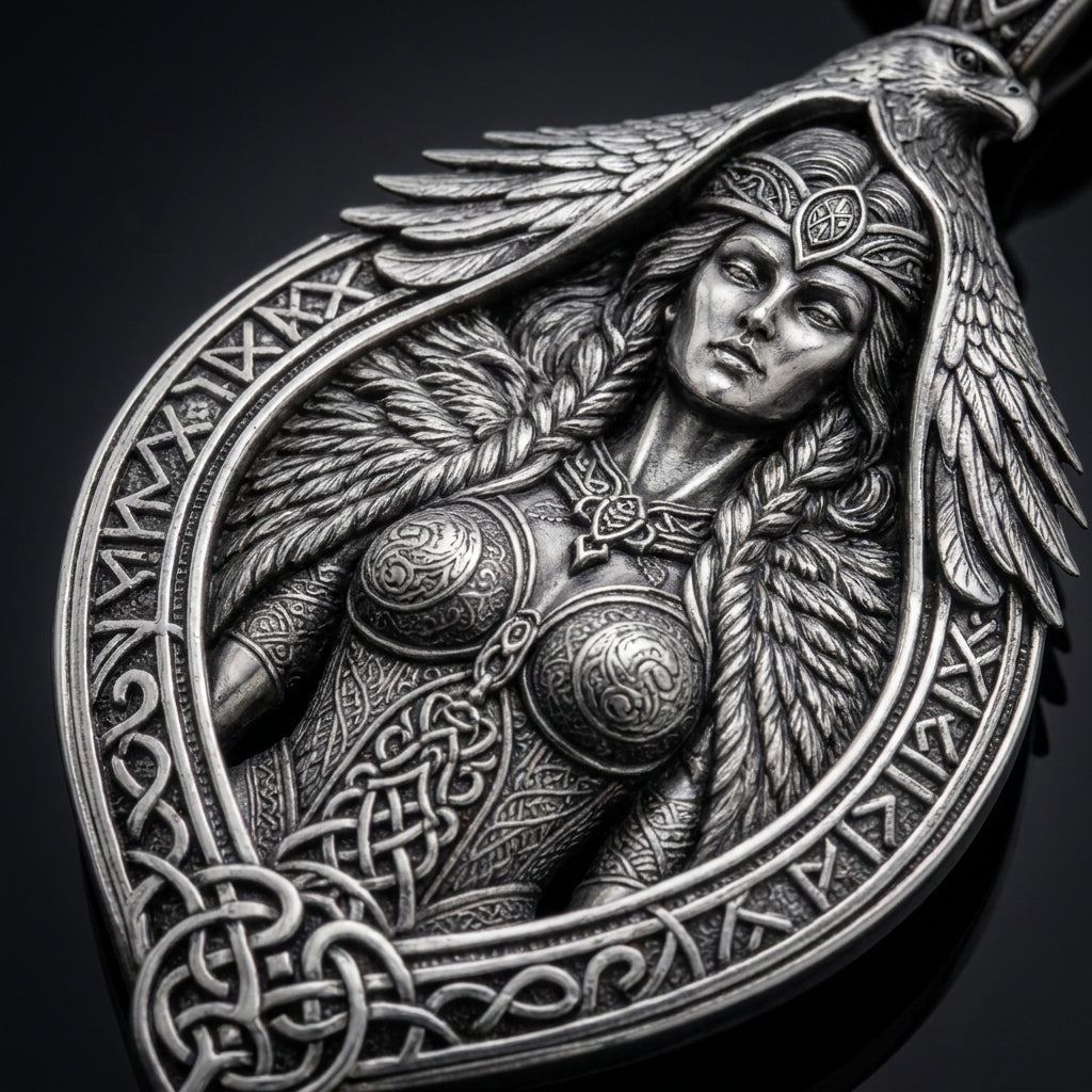 Norse Goddess Freya Pendant Necklace — detail