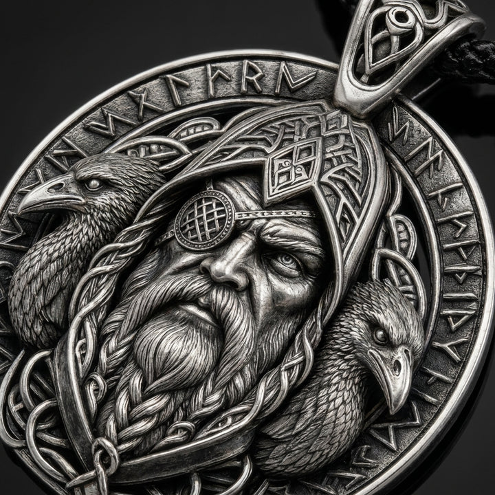 Odin Allfather Face Pendant Necklace — detail