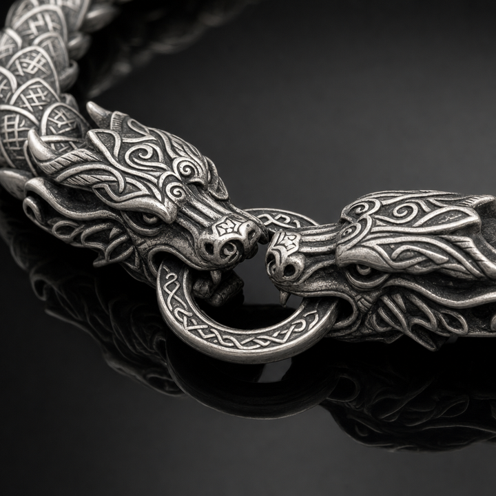 Viking Nidhögg Dragon-Scale Link Chain for Men — detail