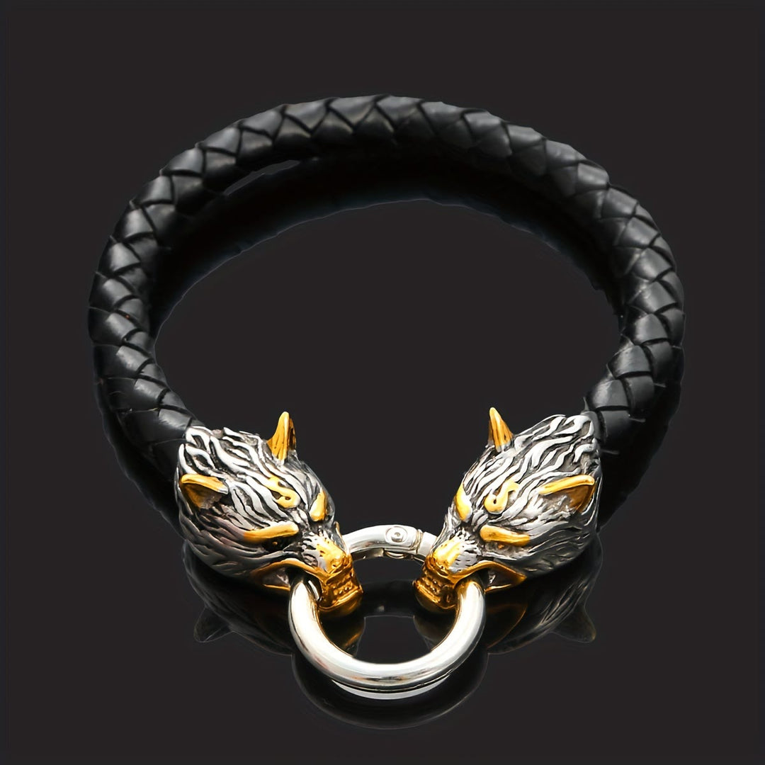 Odin's Wolves Leather Bracelet