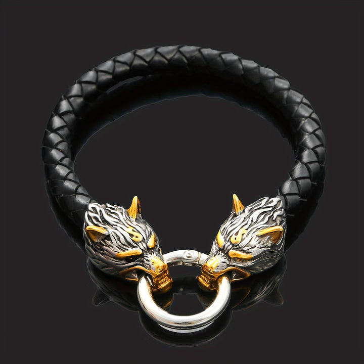 Odin's Wolves Leather Bracelet