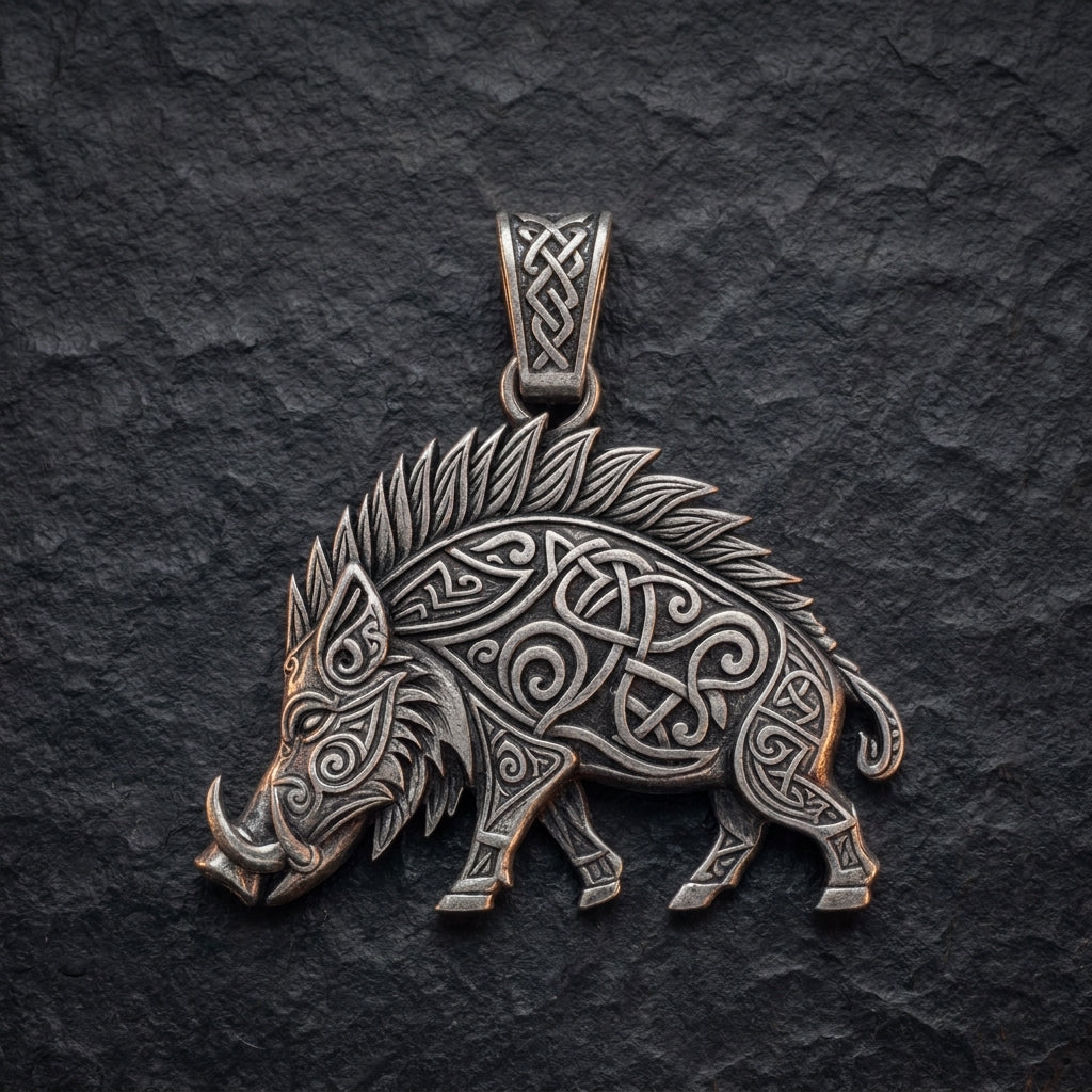 Viking Boar Gullinbursti Pendant Necklace — feature
