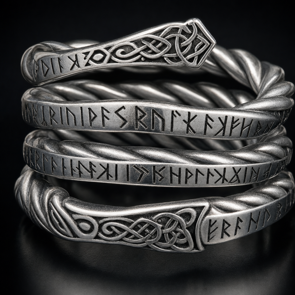 Viking Draupnir Coil Ring for Men (Ring of Odin) — detail