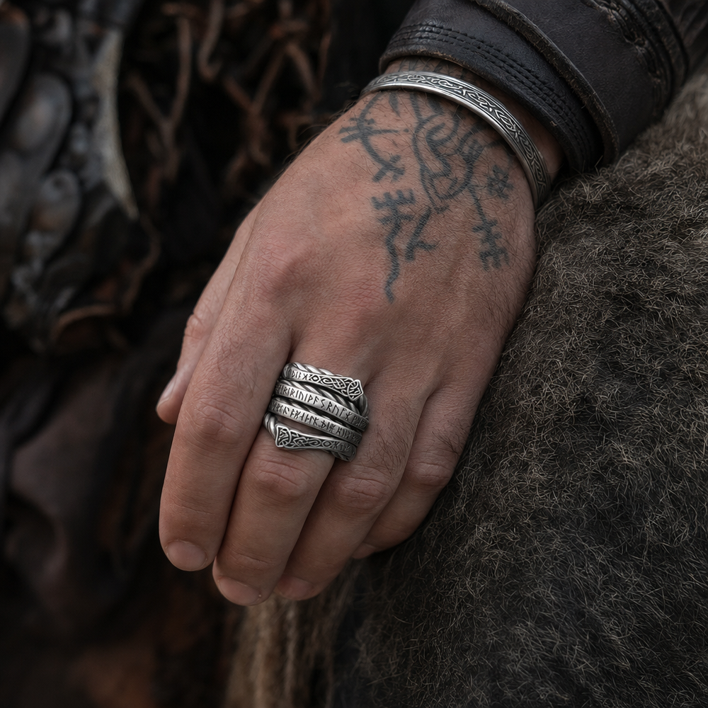 Viking Draupnir Coil Ring for Men (Ring of Odin) — worn