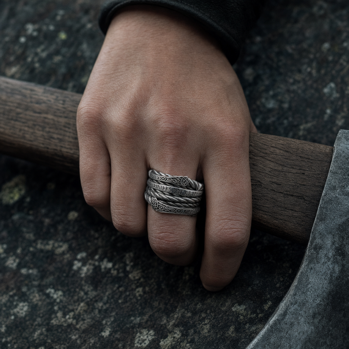Viking Draupnir Coil Ring for Men (Ring of Odin) — worn