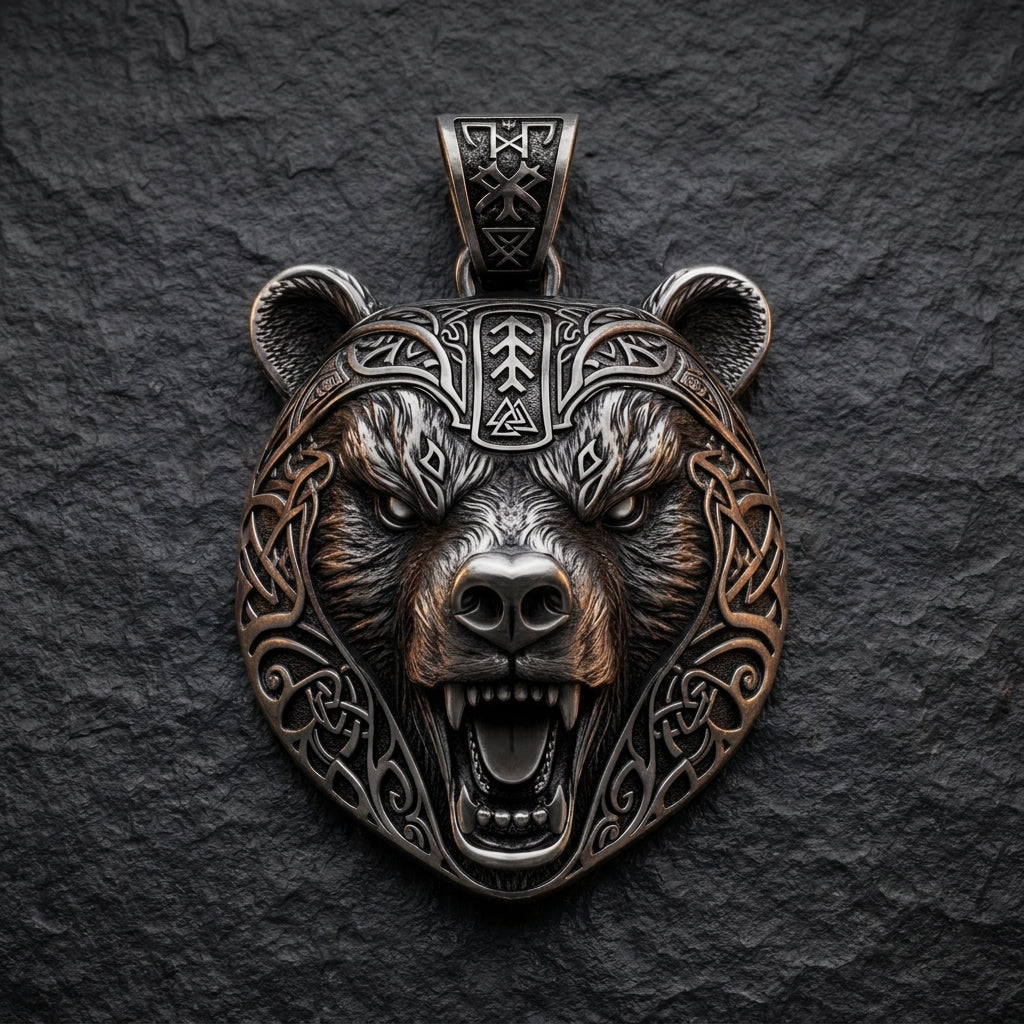 Berserker Bear Warrior Pendant Necklace — feature
