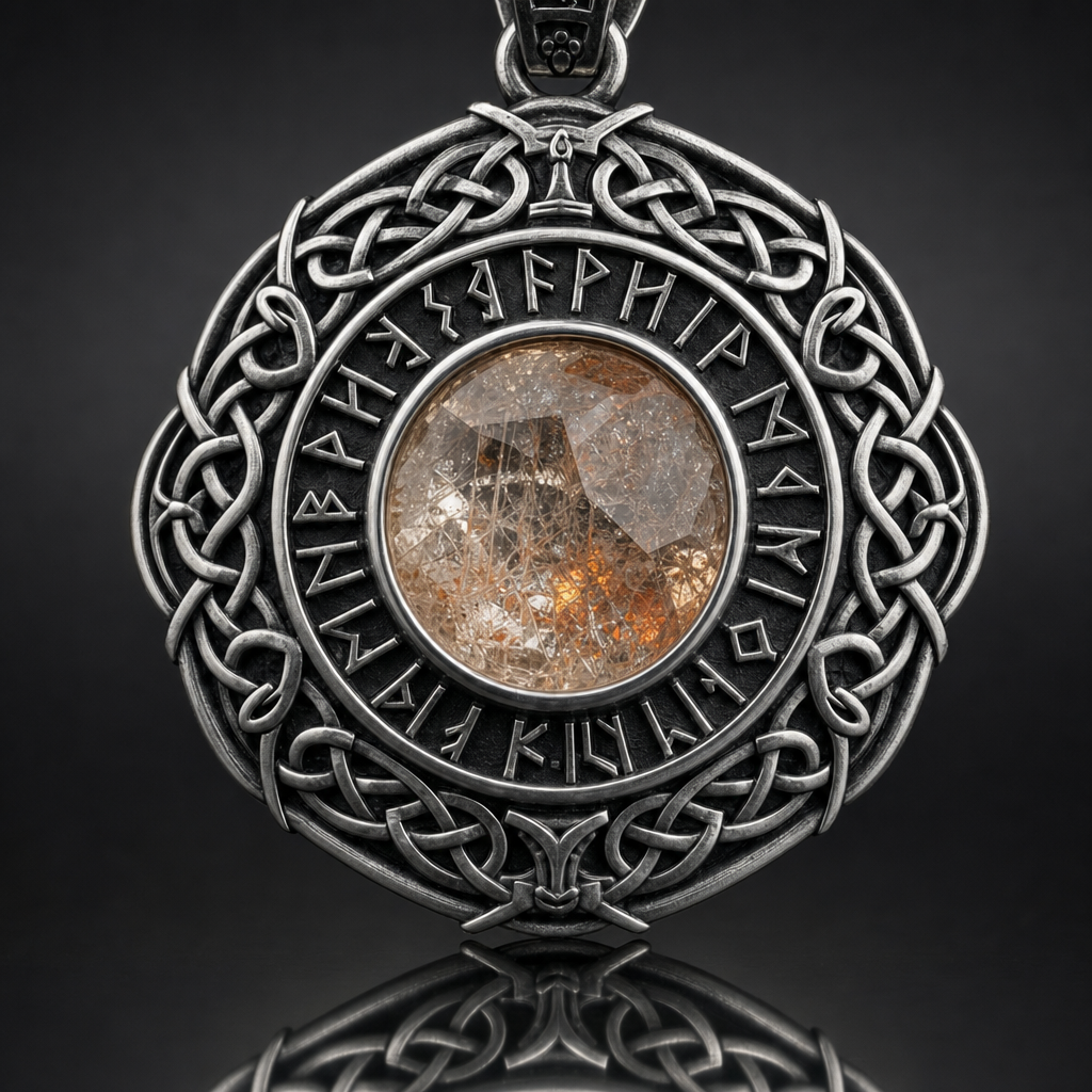 Viking Sunstone (Solarsteinn) Navigation Pendant for Men — detail