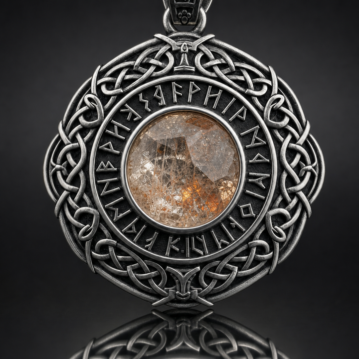 Viking Sunstone (Solarsteinn) Navigation Pendant for Men — detail