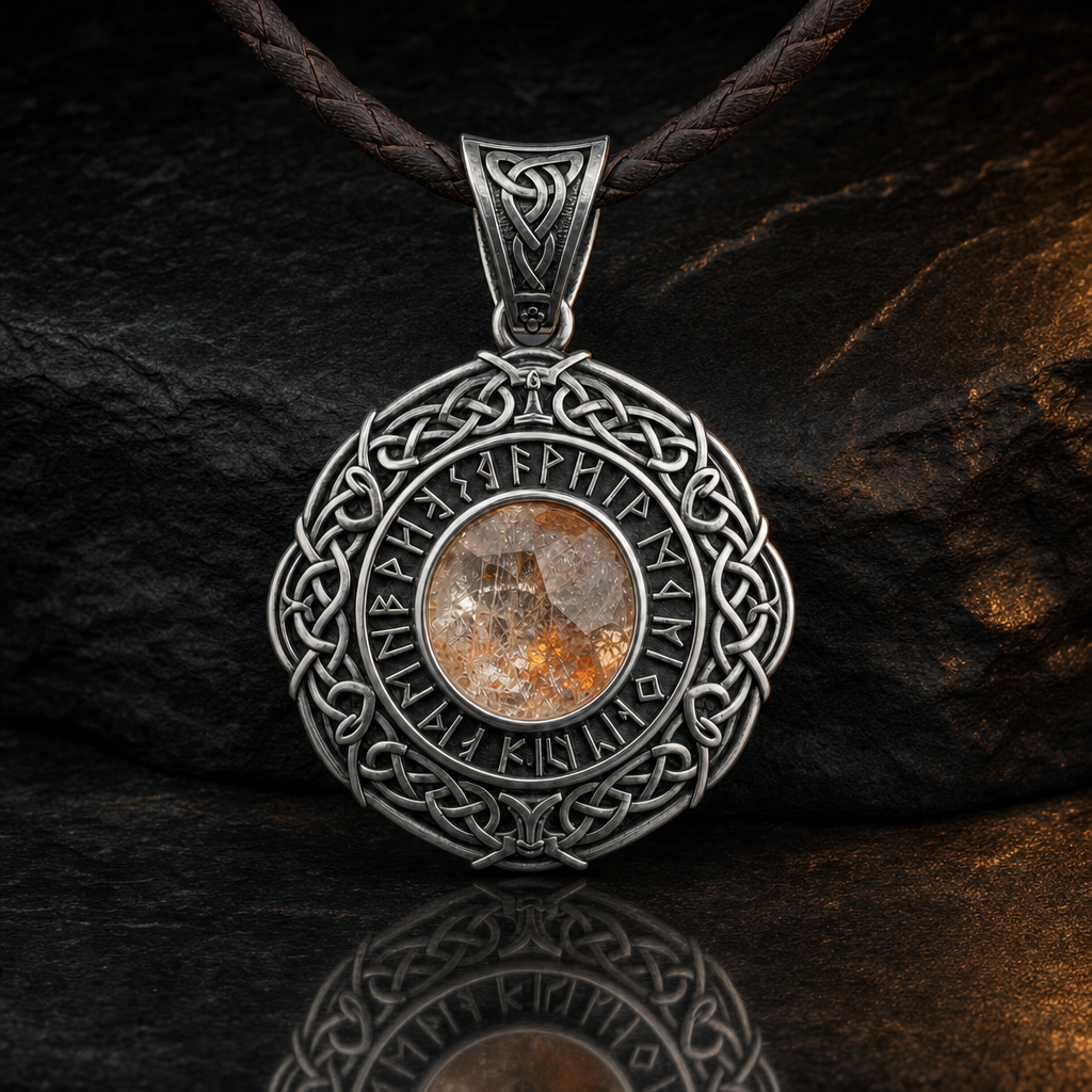 Viking Sunstone (Solarsteinn) Navigation Pendant for Men — feature