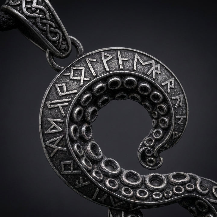 Norse Kraken Tentacle Pendant Necklace — detail