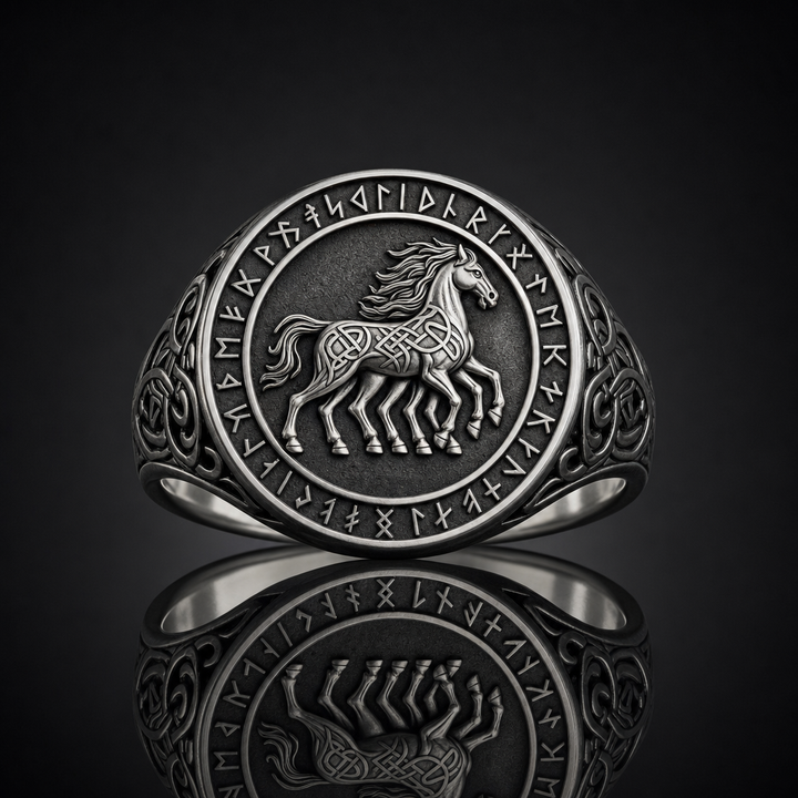Viking Sleipnir Horse Signet Ring