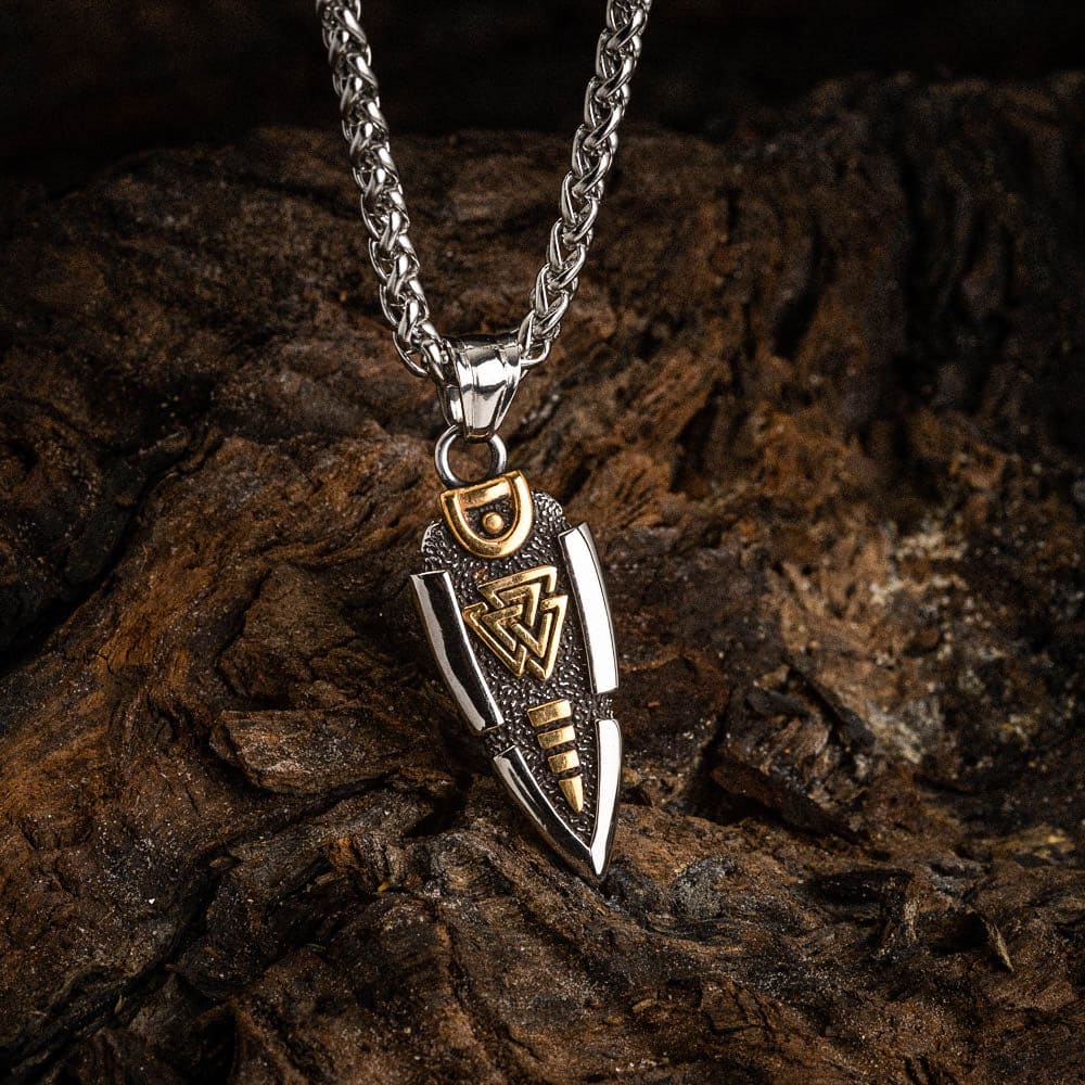 Solid Double Sided Odin’s Spear Valknut Amulet Necklace