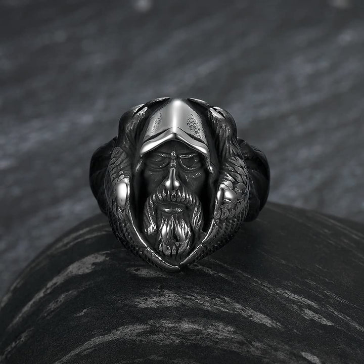 Mythology Odin Wolf Stainless Steel Viking Ring