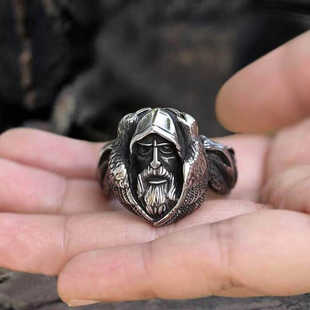 Mythology Odin Wolf Stainless Steel Viking Ring