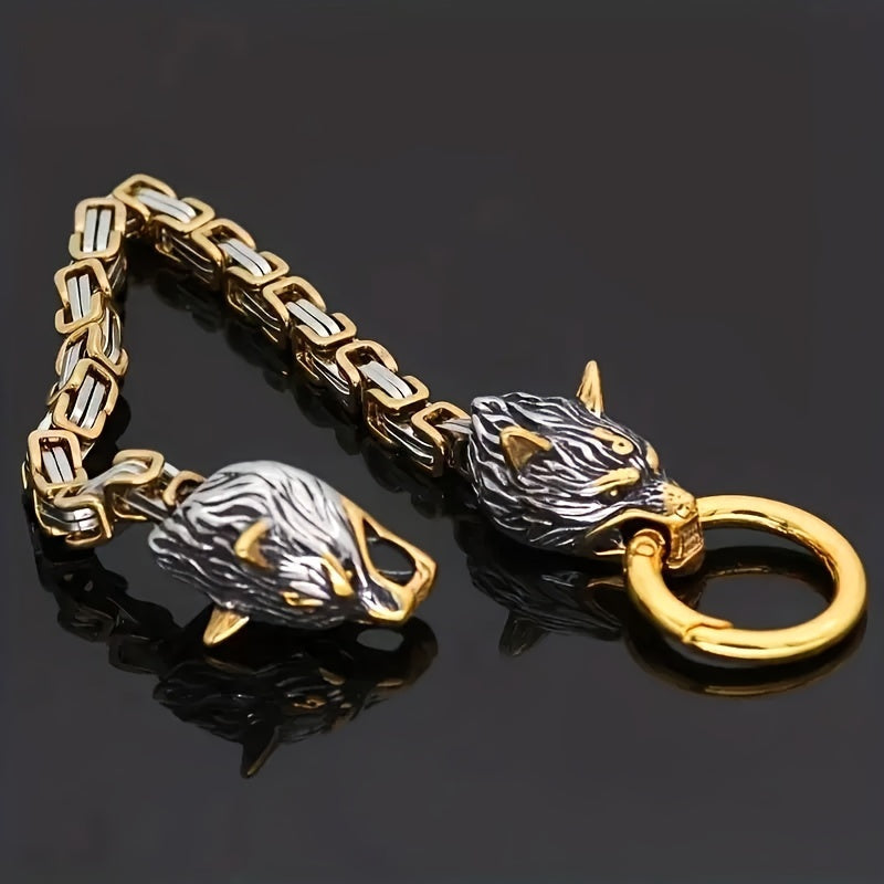 Vintage Viking Mjolnir With Wolves Necklace & Bracelet