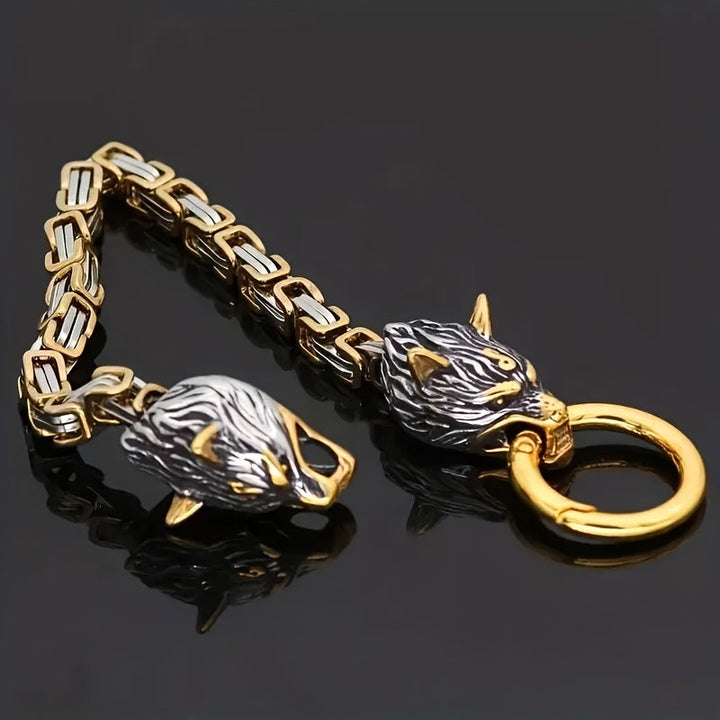 Vintage Viking Mjolnir With Wolves Necklace & Bracelet
