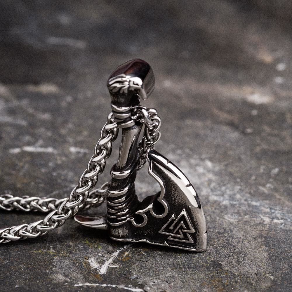 Viking Valknut Axe Necklace
