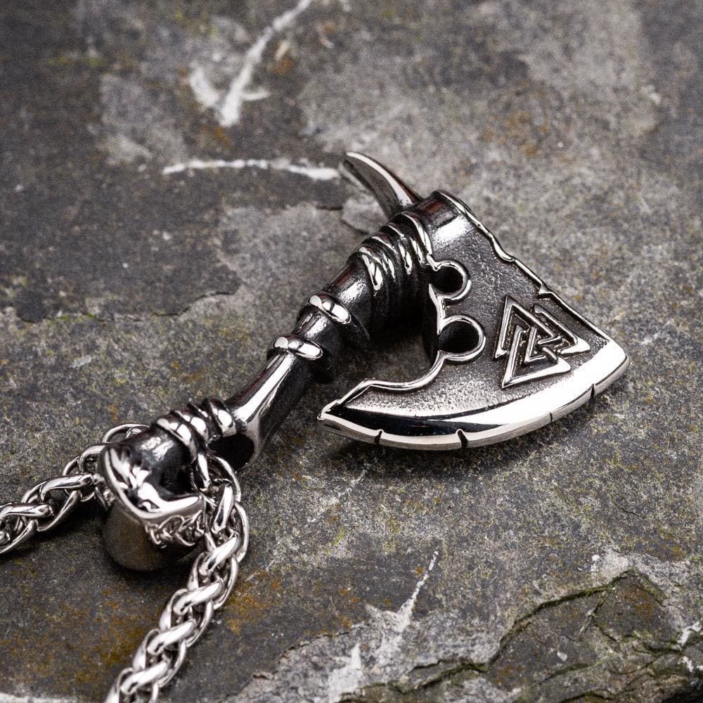 Viking Valknut Axe Necklace