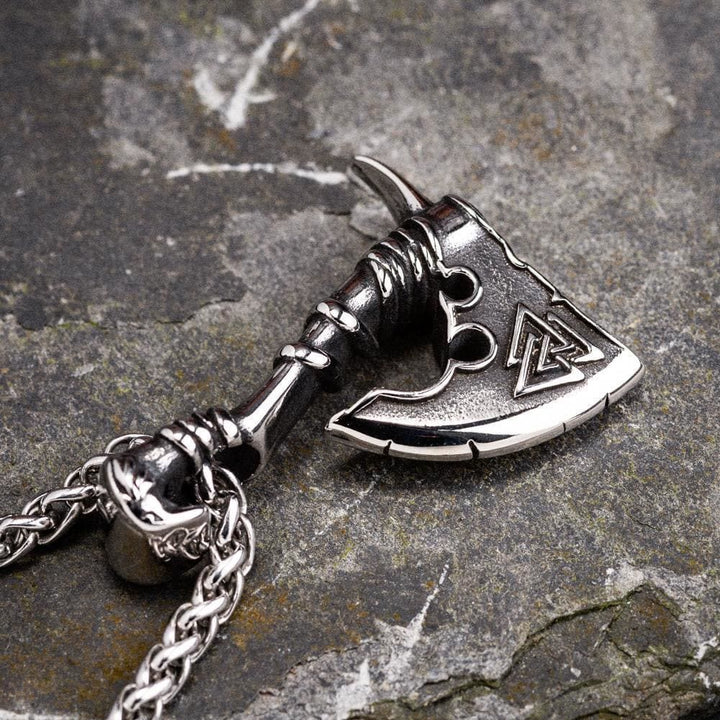 Viking Valknut Axe Necklace
