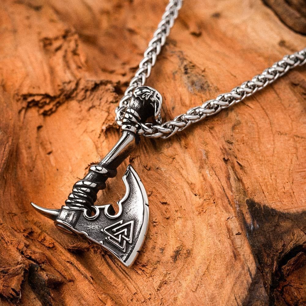 Viking Valknut Axe Necklace