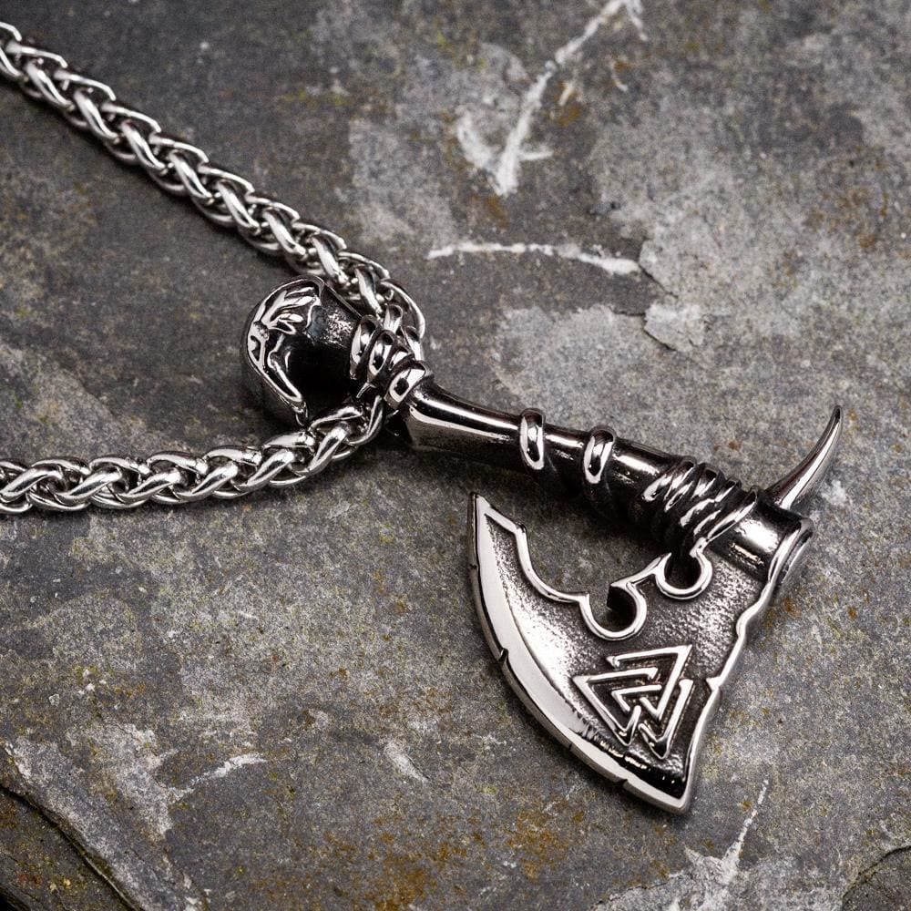 Viking Valknut Axe Necklace