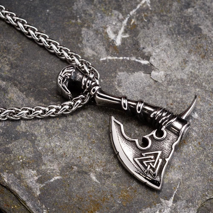 Viking Valknut Axe Necklace