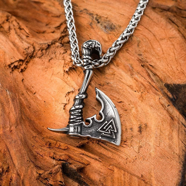 Viking Valknut Axe Necklace