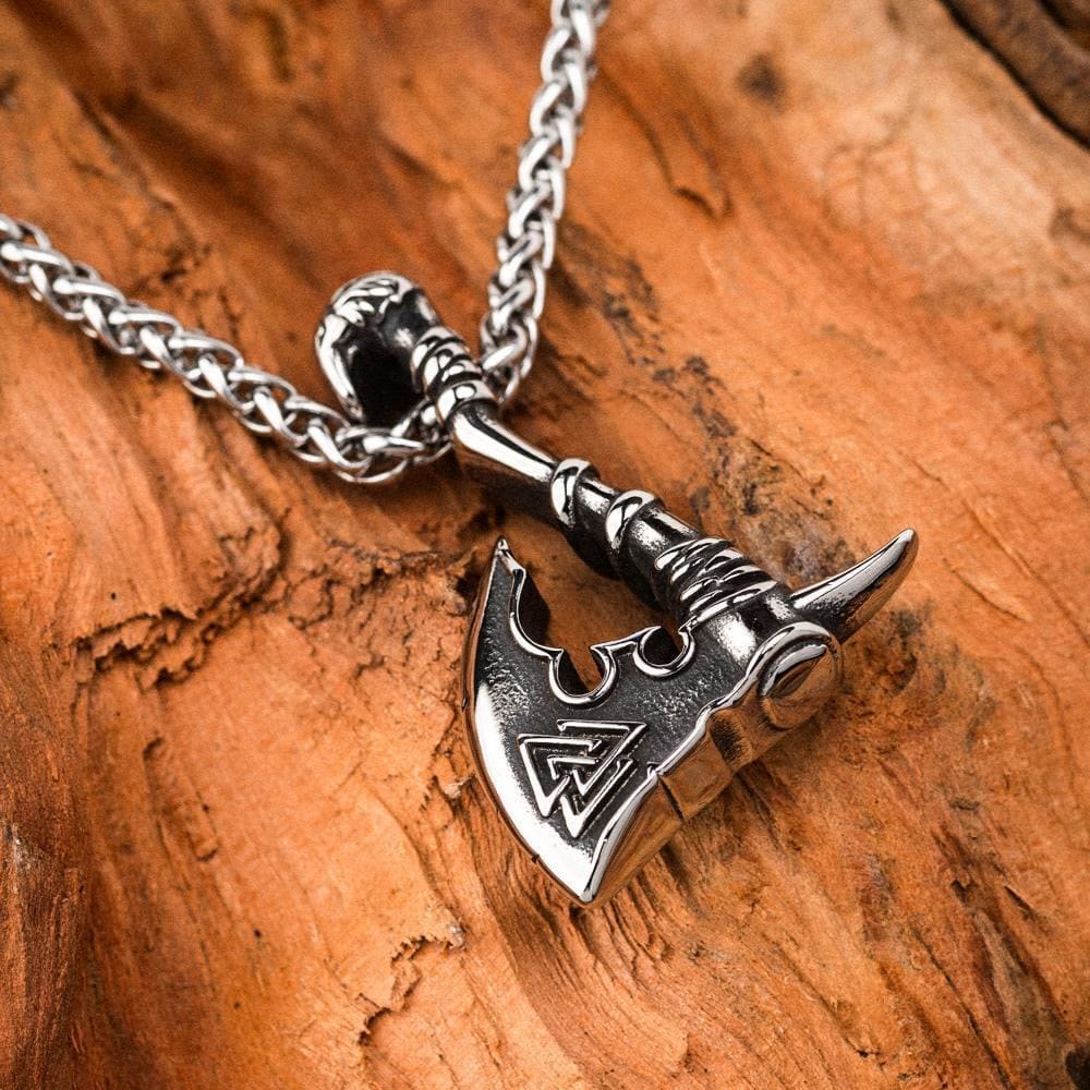 Viking Valknut Axe Necklace