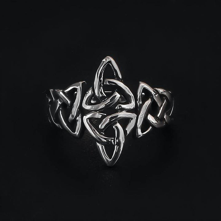 Celtic Knot Triple Horn Of Odin Ring