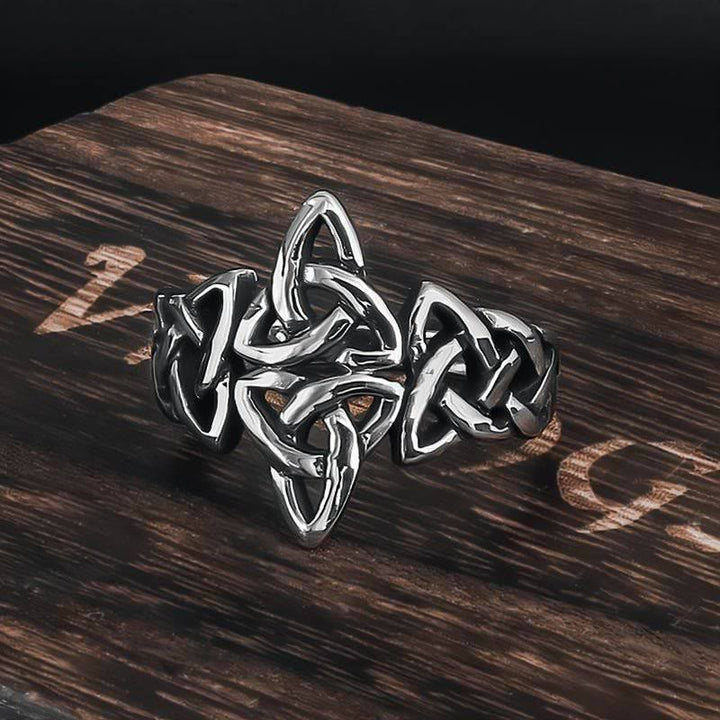 Celtic Knot Triple Horn Of Odin Ring