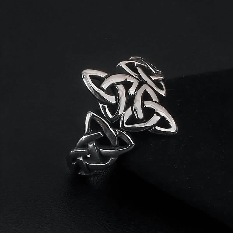 Celtic Knot Triple Horn Of Odin Ring