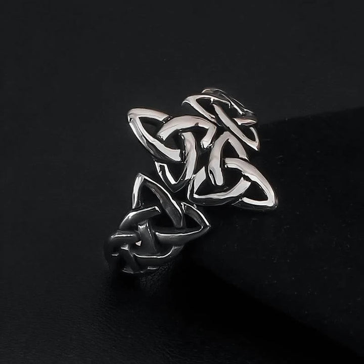 Celtic Knot Triple Horn Of Odin Ring