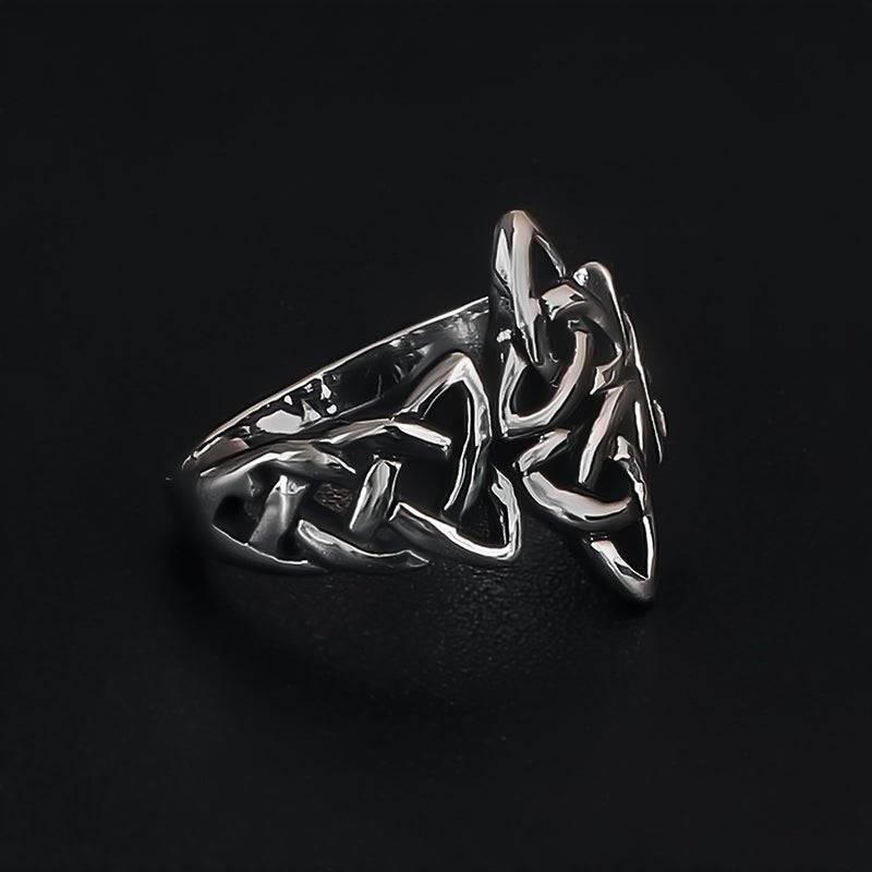 Celtic Knot Triple Horn Of Odin Ring