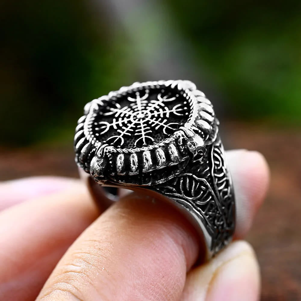 Viking Stainless Steel Compass Ring
