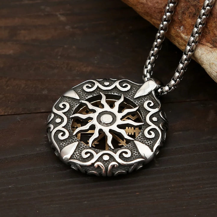 Nordic Rune Hollow Vegvisir Necklace