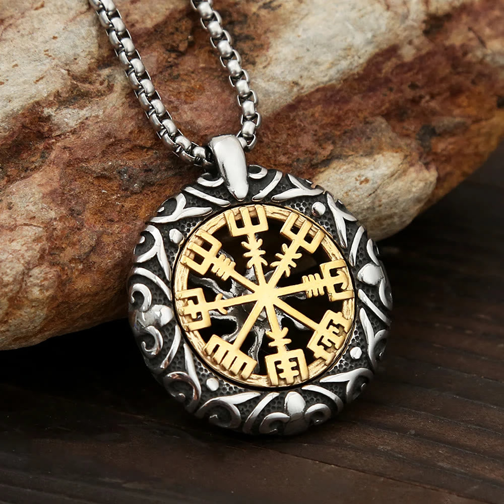 Nordic Rune Hollow Vegvisir Necklace