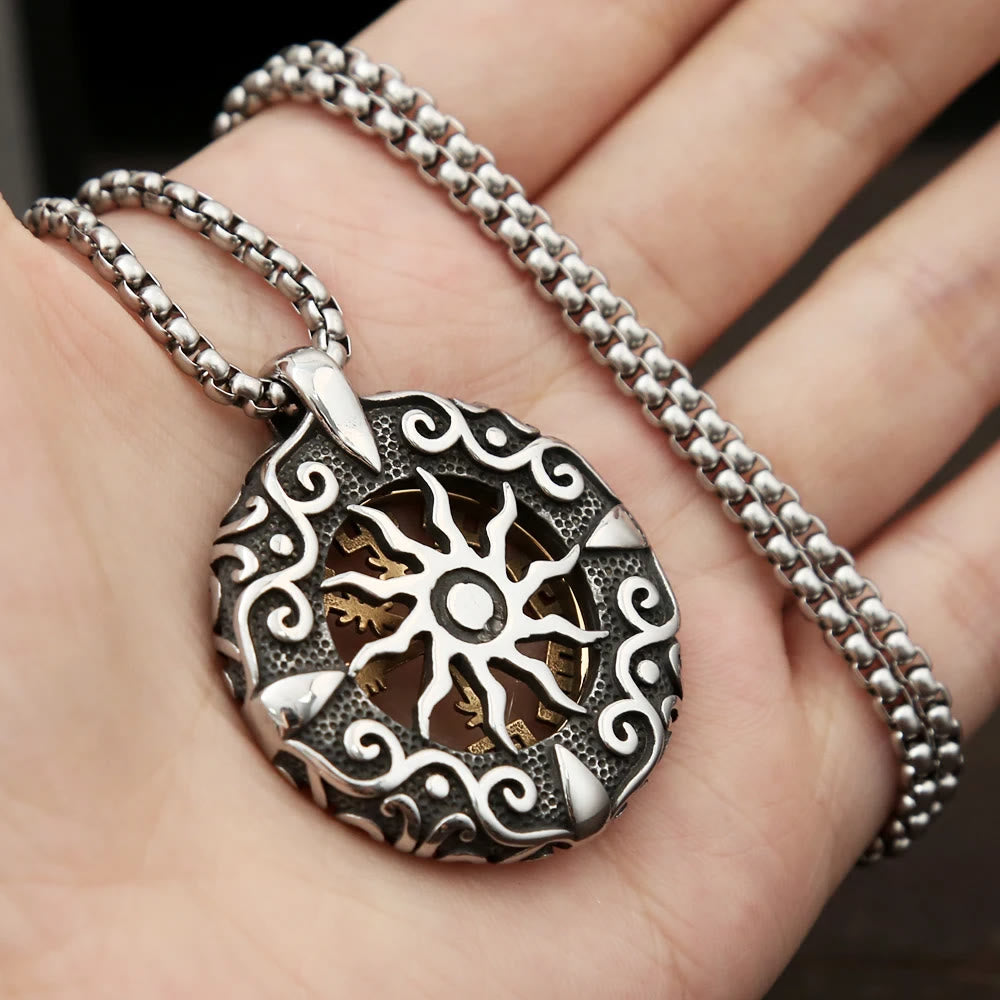 Nordic Rune Hollow Vegvisir Necklace