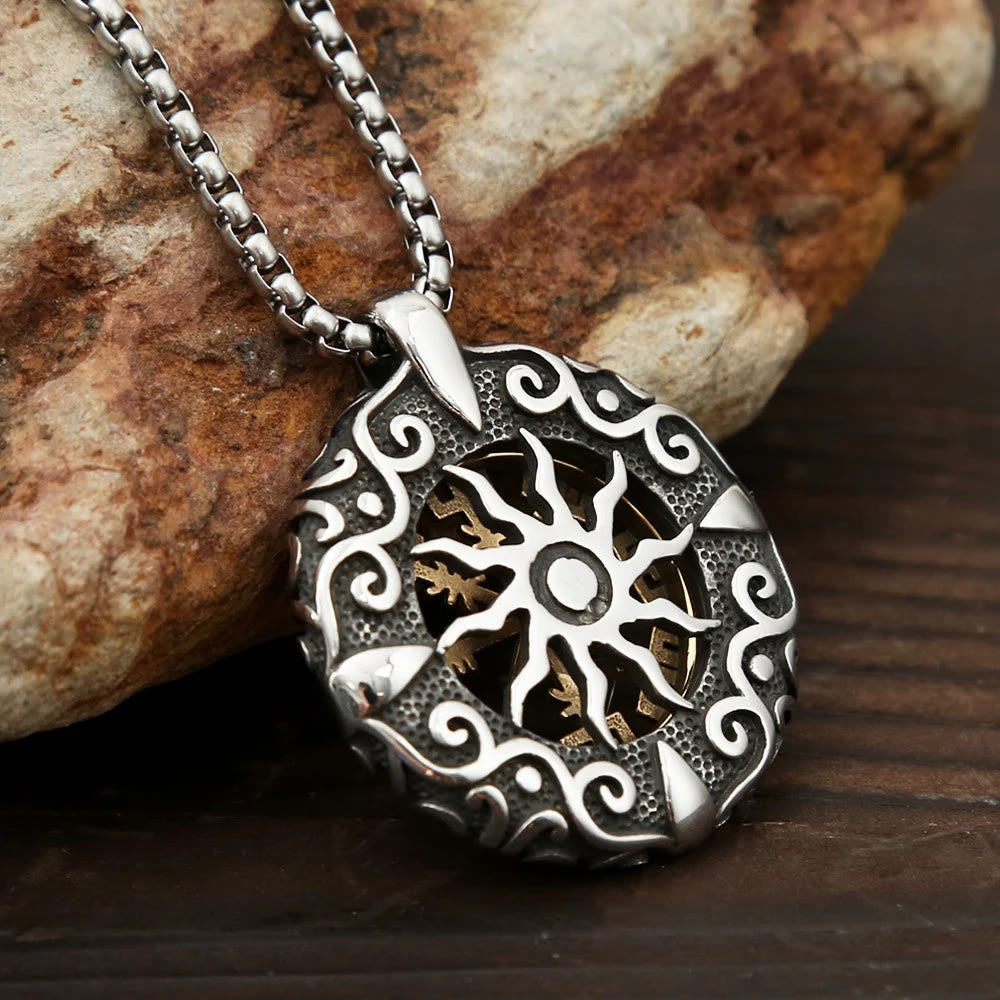Nordic Rune Hollow Vegvisir Necklace