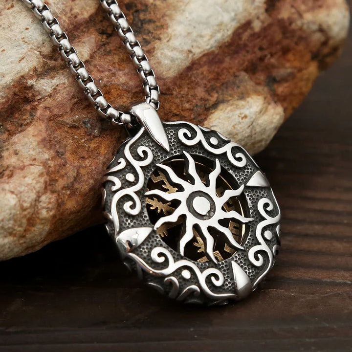 Nordic Rune Hollow Vegvisir Necklace